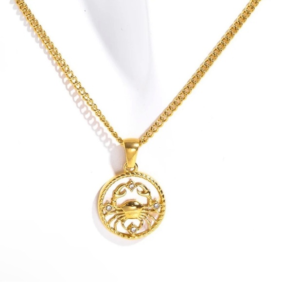 18kt Gold Plated Horoscope Astrology Star Sign Necklace - Cancer Pisces Libra - Picture 4 of 6